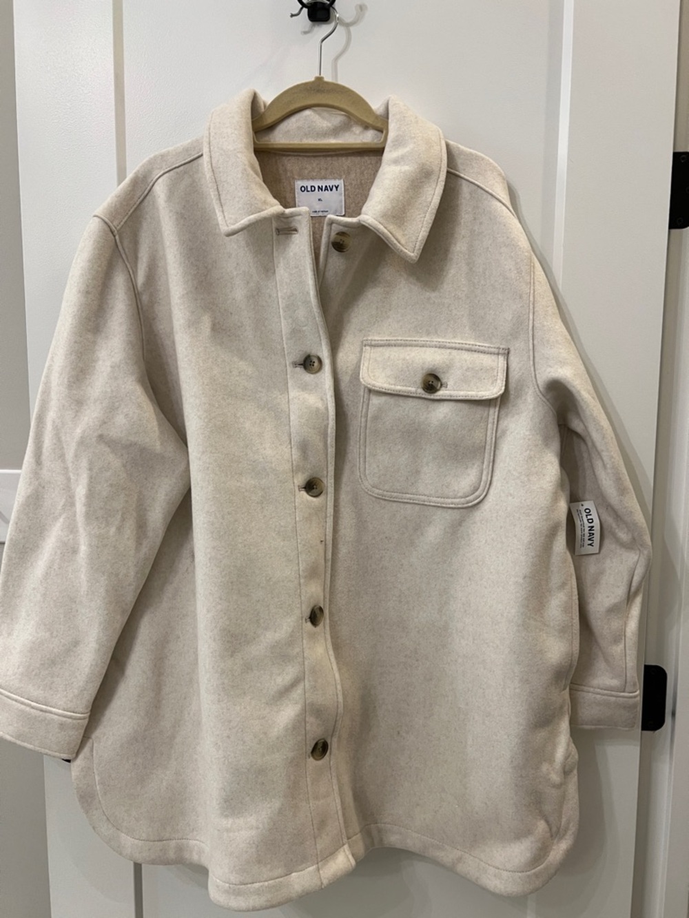 Old Navy Cream Button-Front Shacket Jacket